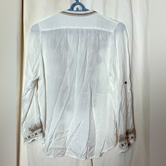 Lior Paris Women's Sz M 100% Rayon Embroidered Boho Hippie Floral Sheer Blouse - Picture 7 of 7